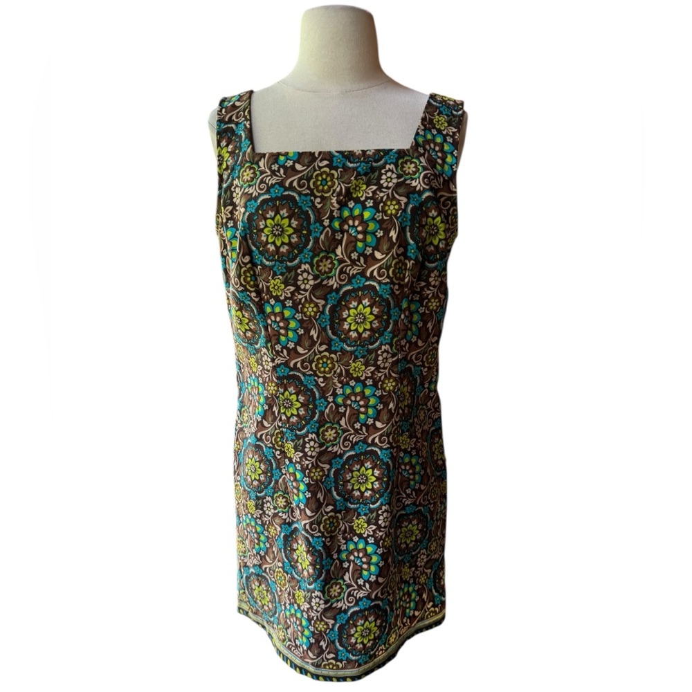 1990s Sag‎ Harbor Floral Poly Shift Dress